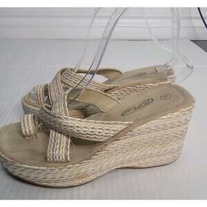 Lower East Side Chunky Wedge Platform Sandals 8.5 Woven Toe Ring Y2K 90's Bratz